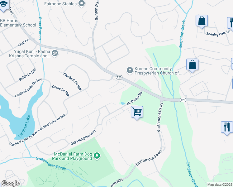 map of restaurants, bars, coffee shops, grocery stores, and more near 2319 Alnwick Drive in Duluth