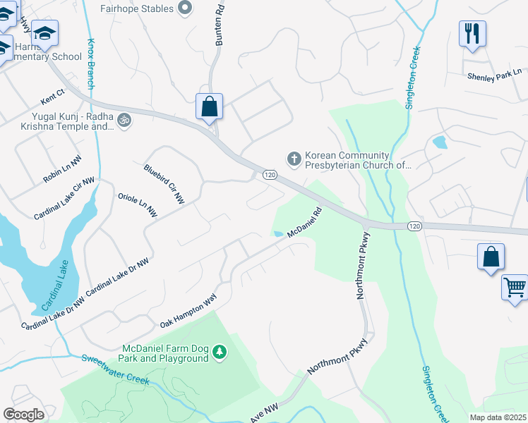 map of restaurants, bars, coffee shops, grocery stores, and more near 2319 Alnwick Drive in Duluth