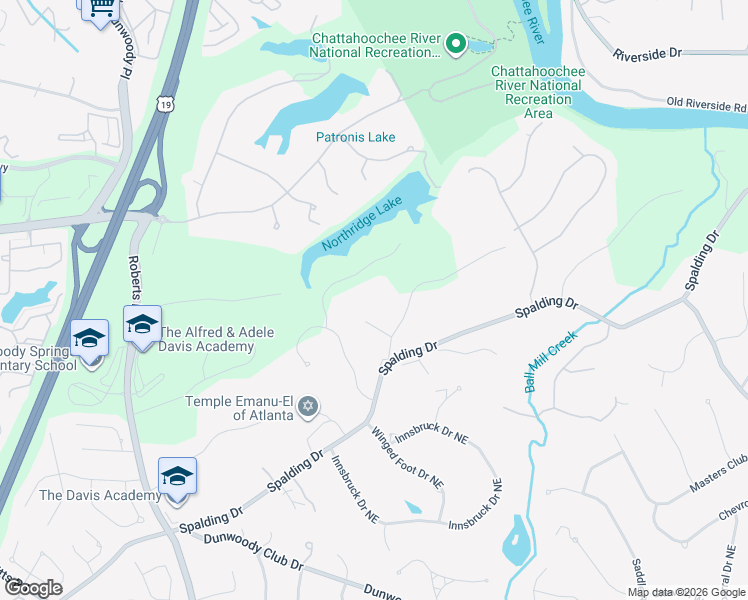 map of restaurants, bars, coffee shops, grocery stores, and more near 8212 Hewlett Rd in Atlanta