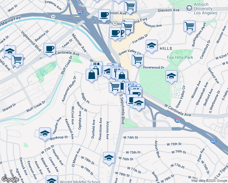 map of restaurants, bars, coffee shops, grocery stores, and more near 6701 S Sepulveda Blvd in Los Angeles