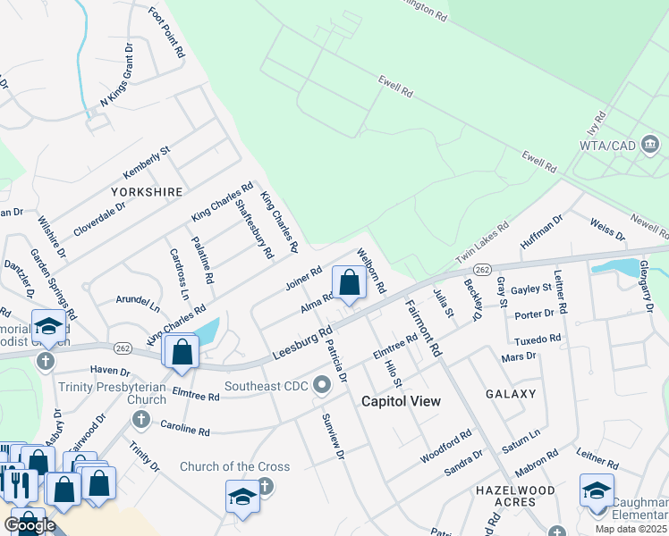 map of restaurants, bars, coffee shops, grocery stores, and more near 1628 Joiner Road in Columbia