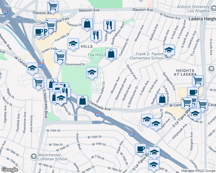 map of restaurants, bars, coffee shops, grocery stores, and more near 6549 Wooster Avenue in Los Angeles