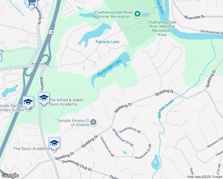 map of restaurants, bars, coffee shops, grocery stores, and more near 8212 Hewlett Road in Atlanta