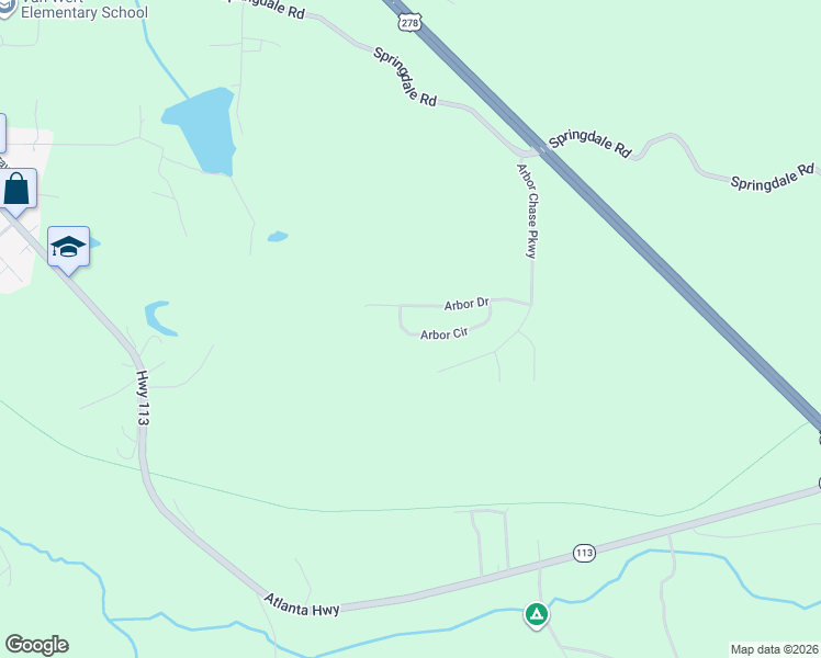 map of restaurants, bars, coffee shops, grocery stores, and more near 324 Arbor Circle in Rockmart