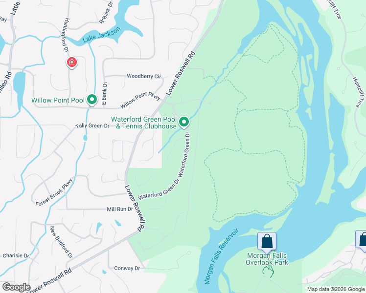 map of restaurants, bars, coffee shops, grocery stores, and more near 1428 Waterford Green Drive in Marietta