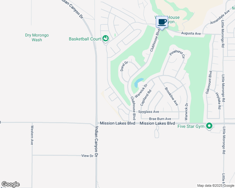 map of restaurants, bars, coffee shops, grocery stores, and more near 64133 Apache Mountain Street in Desert Hot Springs