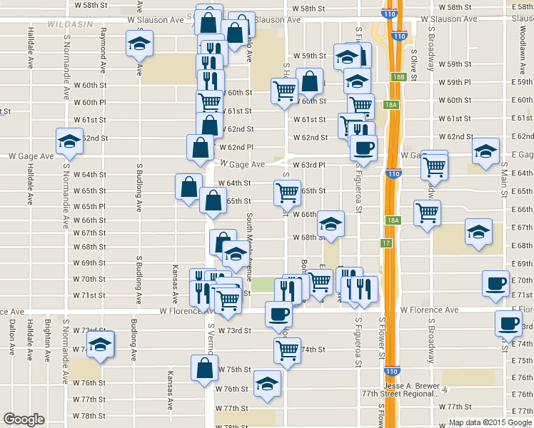 map of restaurants, bars, coffee shops, grocery stores, and more near 4327 Honduras Street in Los Angeles