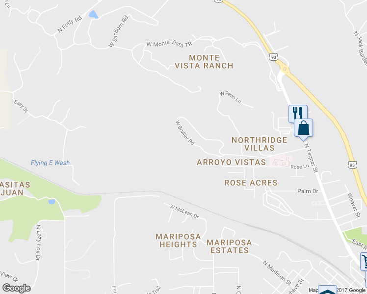 map of restaurants, bars, coffee shops, grocery stores, and more near 31910 Bralliar Road in Wickenburg