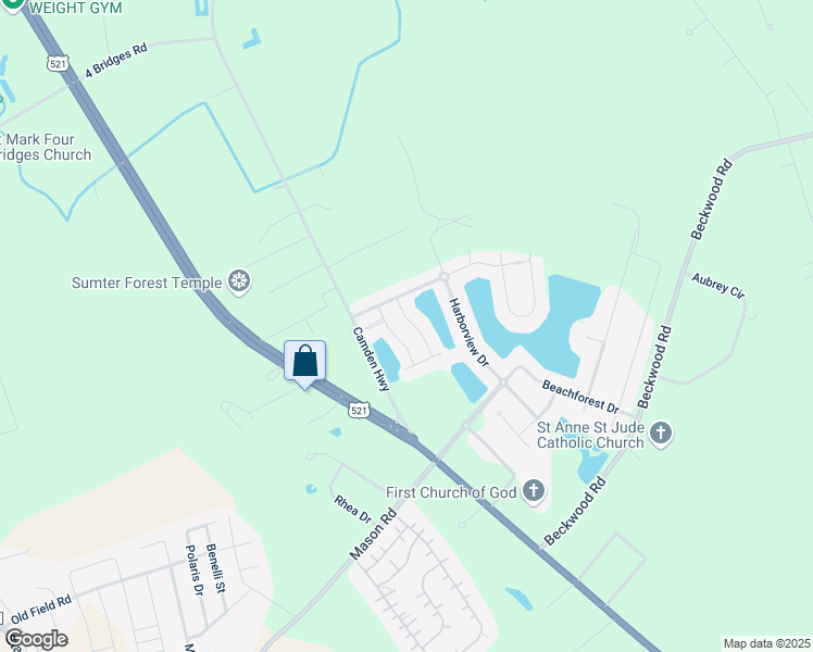 map of restaurants, bars, coffee shops, grocery stores, and more near 2158 Balclutha Lane in Sumter