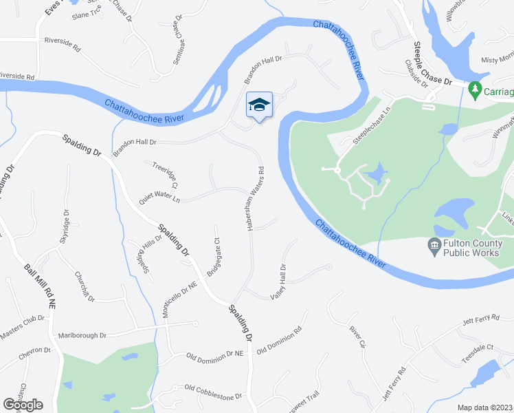 map of restaurants, bars, coffee shops, grocery stores, and more near 8155 Habersham Waters Road in Atlanta