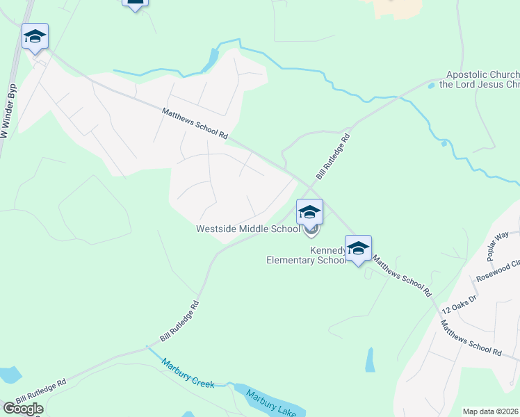 map of restaurants, bars, coffee shops, grocery stores, and more near 419 Foxdale Road in Winder