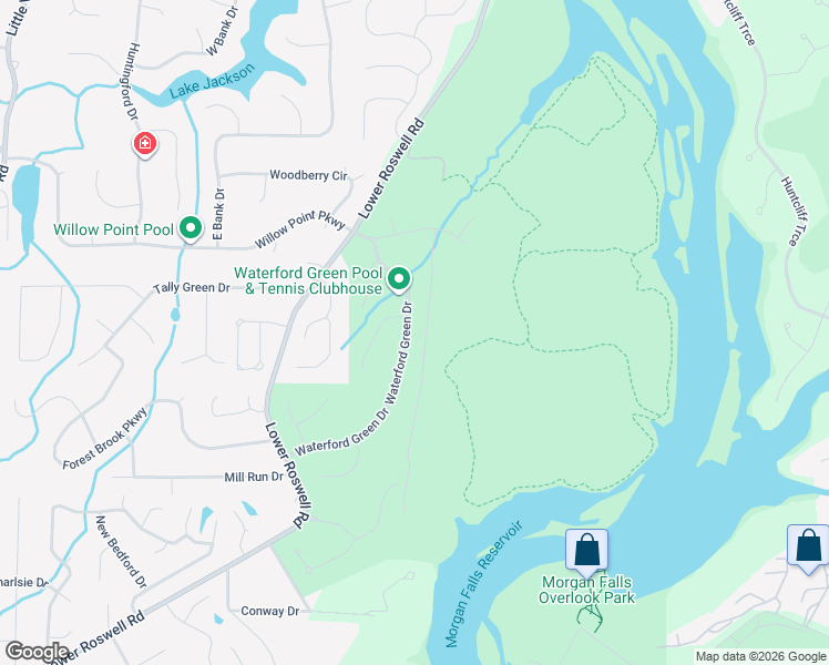 map of restaurants, bars, coffee shops, grocery stores, and more near 1428 Waterford Green Drive in Marietta
