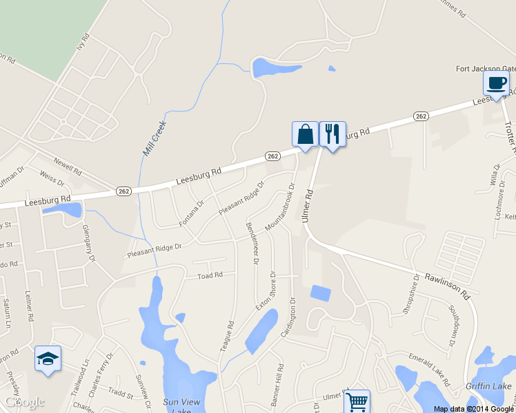 map of restaurants, bars, coffee shops, grocery stores, and more near 2625 Bendemeer Drive in Columbia