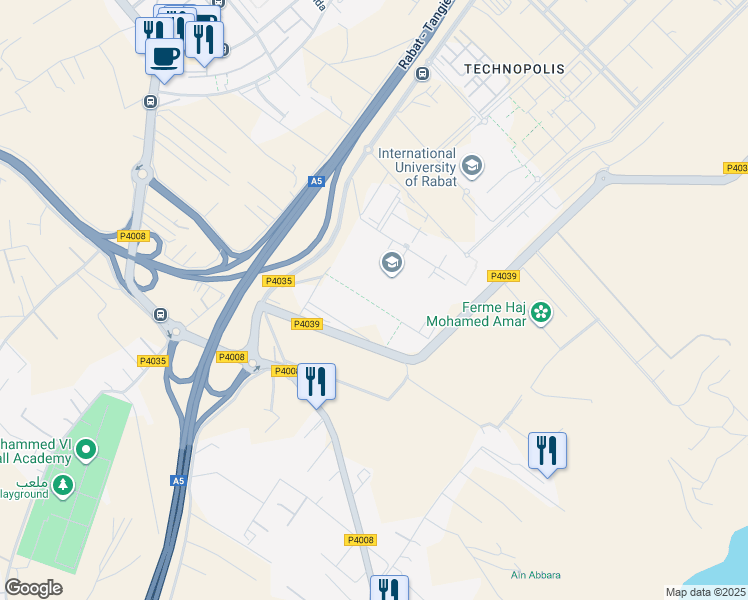 map of restaurants, bars, coffee shops, grocery stores, and more near in Salé