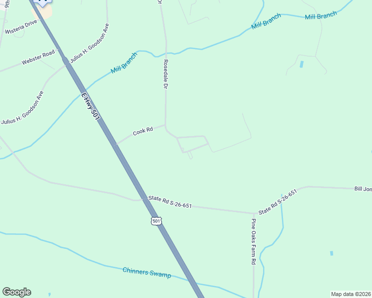 map of restaurants, bars, coffee shops, grocery stores, and more near 559 Rosedale Drive in Aynor