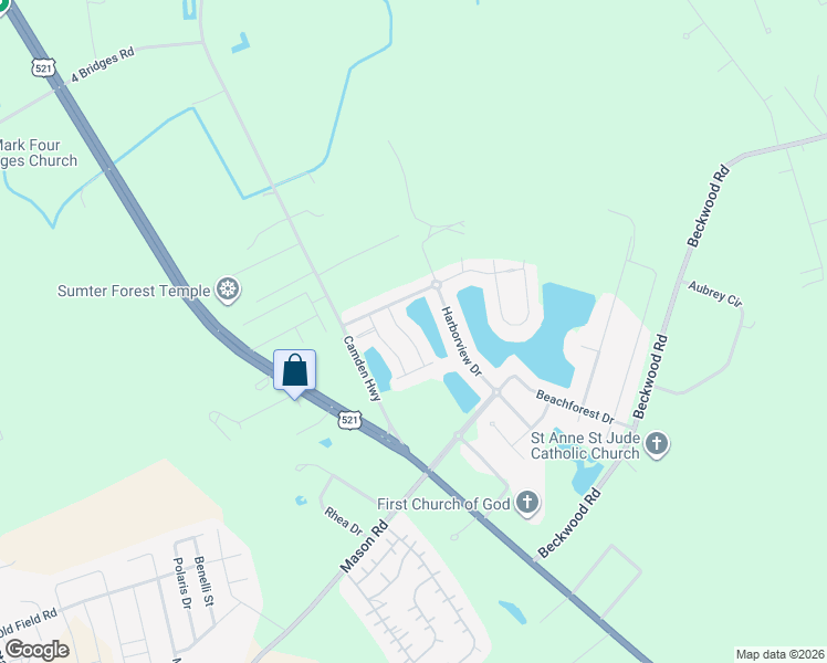 map of restaurants, bars, coffee shops, grocery stores, and more near 2158 Balclutha Lane in Sumter