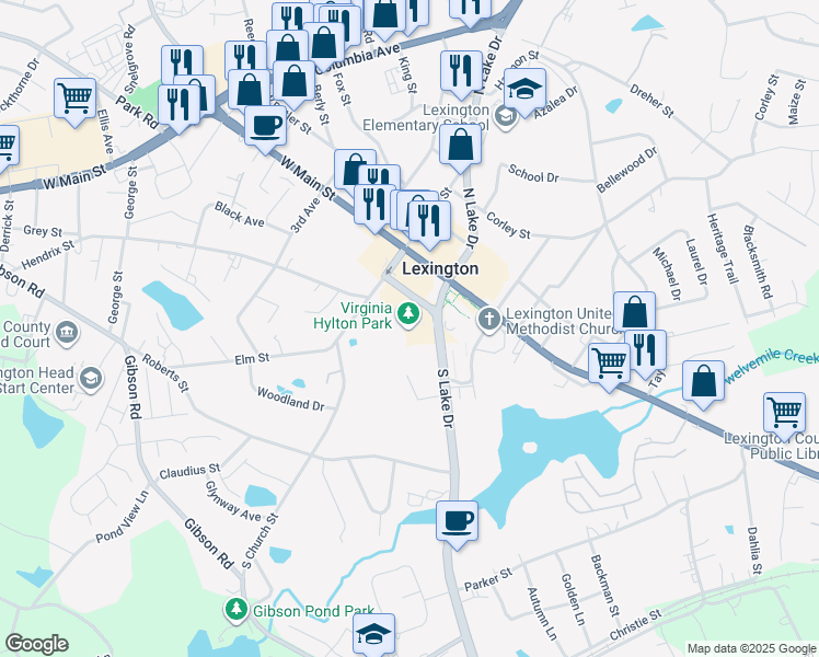 map of restaurants, bars, coffee shops, grocery stores, and more near 209 South Lake Drive in Lexington