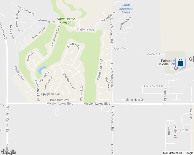 map of restaurants, bars, coffee shops, grocery stores, and more near 9527 Oakmount Boulevard in Desert Hot Springs