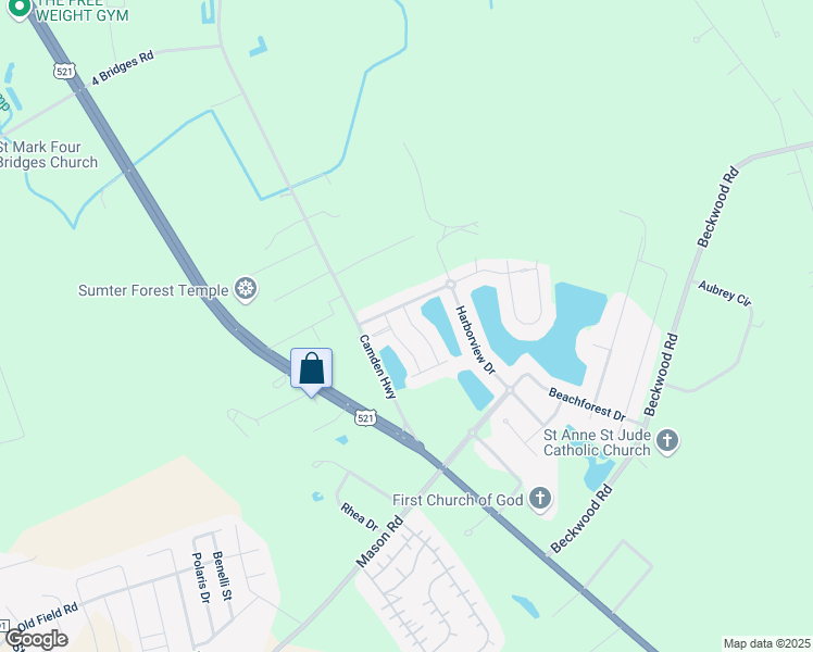 map of restaurants, bars, coffee shops, grocery stores, and more near 2174 Balclutha Lane in Sumter