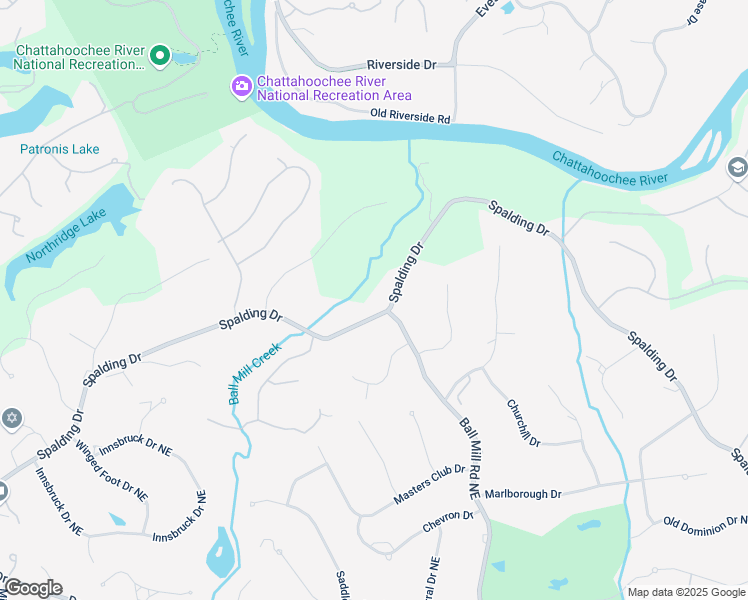 map of restaurants, bars, coffee shops, grocery stores, and more near 2180 Spalding Drive in Atlanta