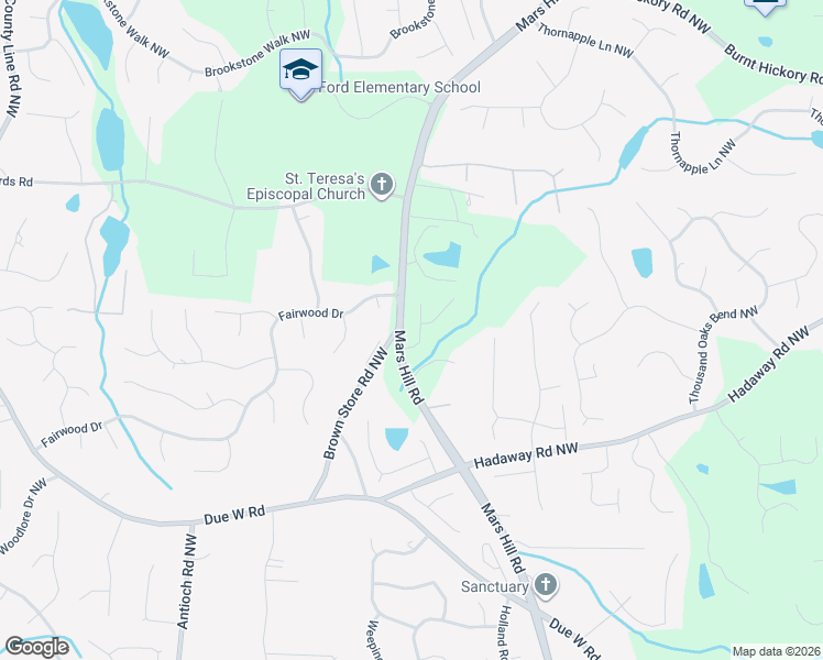 map of restaurants, bars, coffee shops, grocery stores, and more near 1015 Ford's Crossing Drive North West in Acworth