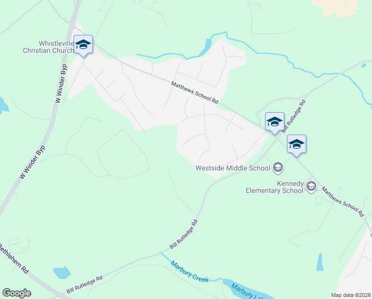 map of restaurants, bars, coffee shops, grocery stores, and more near 237 Whistleville Court in Winder
