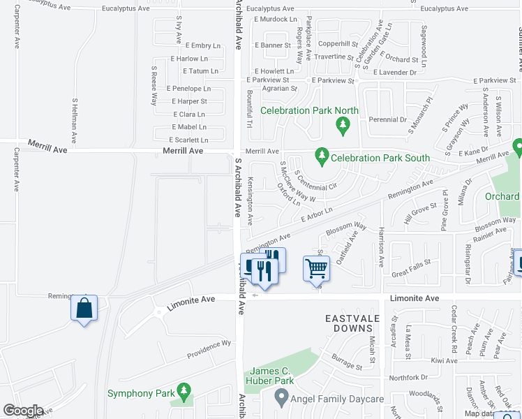 map of restaurants, bars, coffee shops, grocery stores, and more near 2748 Devonshire Lane in Ontario
