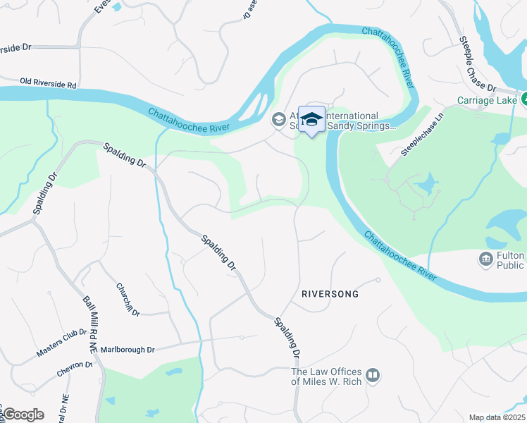 map of restaurants, bars, coffee shops, grocery stores, and more near 7575 Bridgegate Court in Atlanta