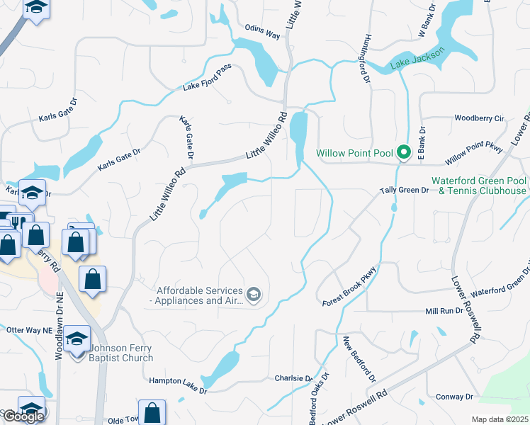 map of restaurants, bars, coffee shops, grocery stores, and more near 1283 Colony Drive in Marietta