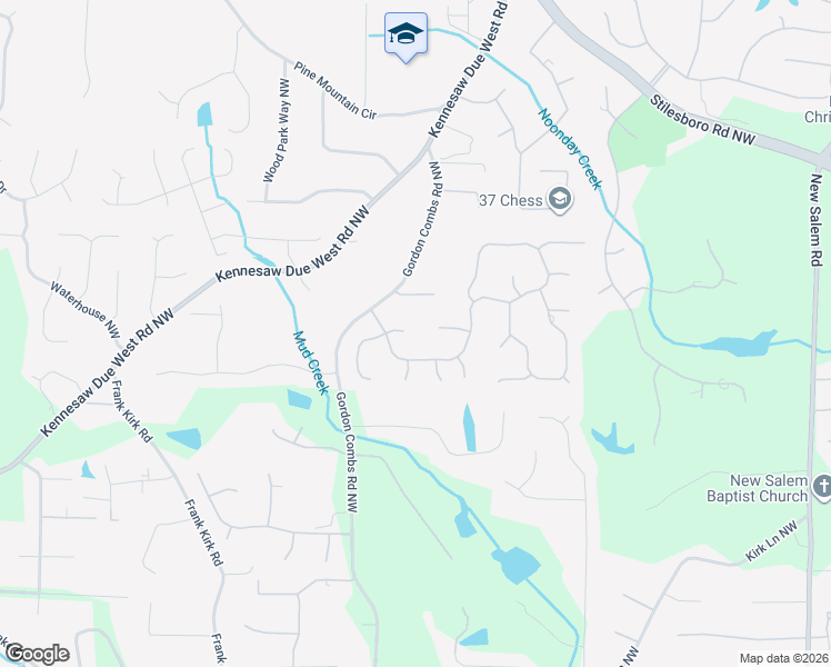 map of restaurants, bars, coffee shops, grocery stores, and more near 2893 Preakness Drive Northwest in Marietta
