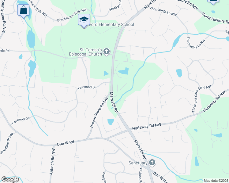 map of restaurants, bars, coffee shops, grocery stores, and more near 1015 Ford's Crossing Drive North West in Acworth