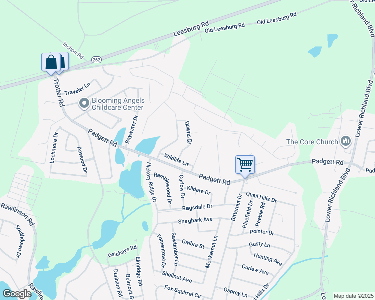 map of restaurants, bars, coffee shops, grocery stores, and more near 312 Downs Drive in Columbia