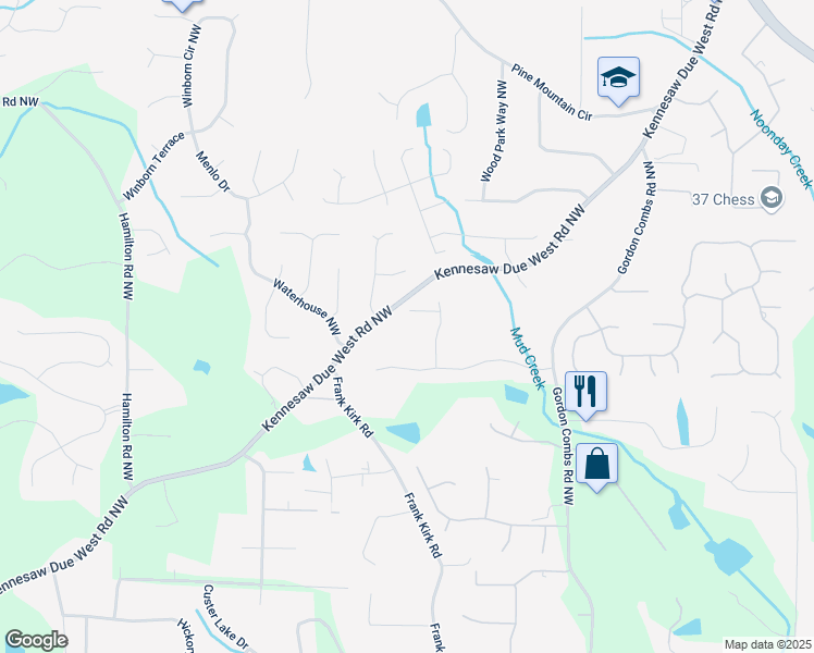 map of restaurants, bars, coffee shops, grocery stores, and more near 3013 Walker Hill Way in Marietta