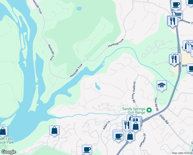 map of restaurants, bars, coffee shops, grocery stores, and more near 95 Grogans Landing in Atlanta
