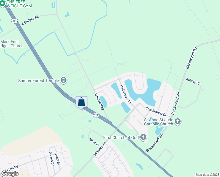 map of restaurants, bars, coffee shops, grocery stores, and more near 2158 Balclutha Lane in Sumter