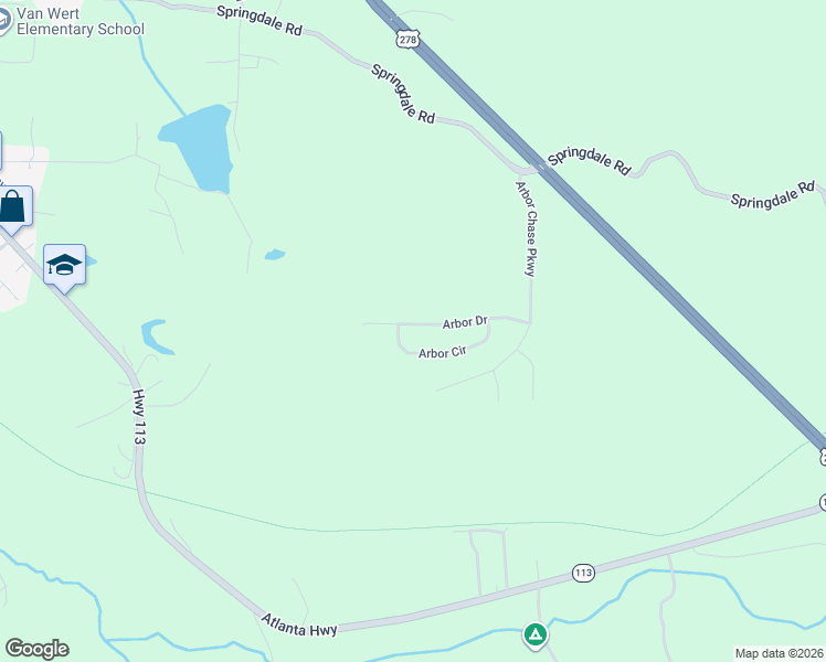 map of restaurants, bars, coffee shops, grocery stores, and more near 223 Arbor Drive in Rockmart