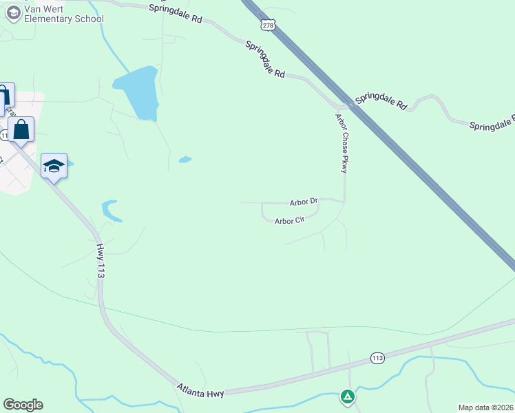 map of restaurants, bars, coffee shops, grocery stores, and more near 231 Arbor Drive in Rockmart