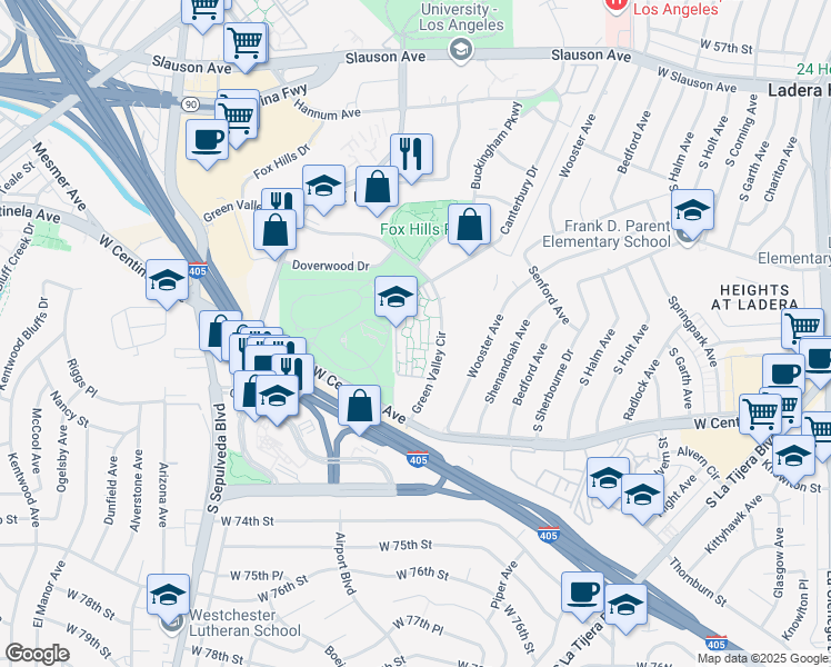 map of restaurants, bars, coffee shops, grocery stores, and more near in Culver City