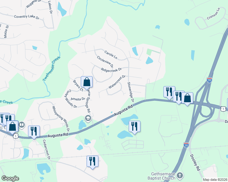 map of restaurants, bars, coffee shops, grocery stores, and more near 207 Lockwood Drive in Lexington