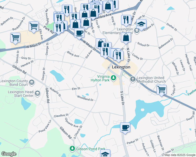 map of restaurants, bars, coffee shops, grocery stores, and more near in Lexington
