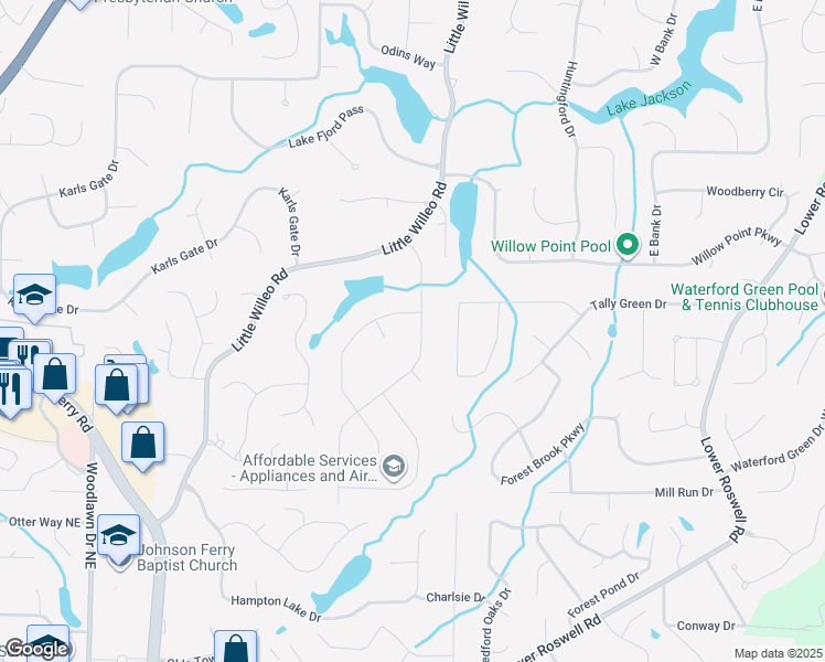 map of restaurants, bars, coffee shops, grocery stores, and more near 1283 Colony Drive in Marietta