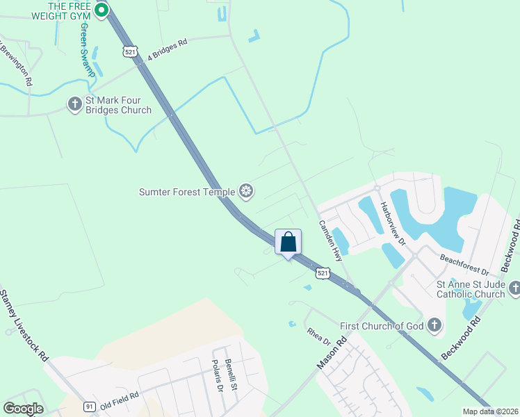 map of restaurants, bars, coffee shops, grocery stores, and more near 2275 Thomas Sumter Highway in Sumter
