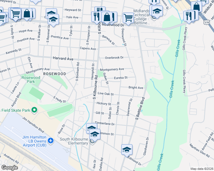 map of restaurants, bars, coffee shops, grocery stores, and more near 35 Cavalier Court in Columbia