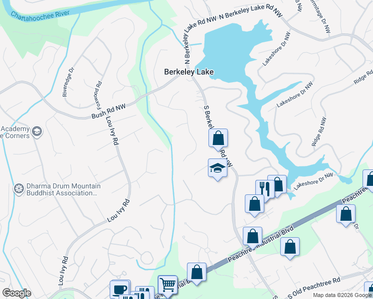 map of restaurants, bars, coffee shops, grocery stores, and more near 3490 Mansions Pkwy in Duluth