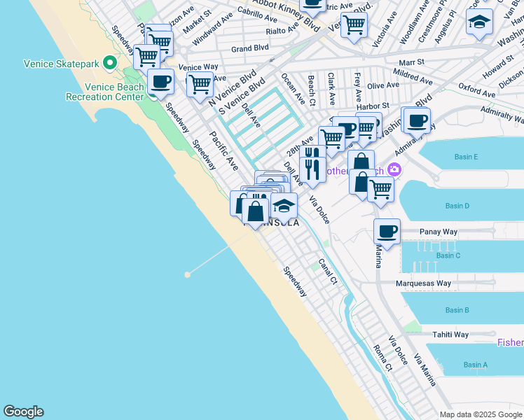 map of restaurants, bars, coffee shops, grocery stores, and more near in Los Angeles