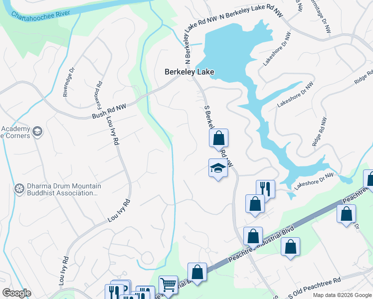 map of restaurants, bars, coffee shops, grocery stores, and more near 3490 Mansions Parkway in Duluth
