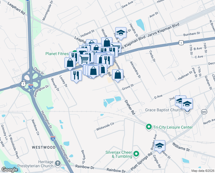 map of restaurants, bars, coffee shops, grocery stores, and more near 259 Gum Swamp Trail in West Columbia