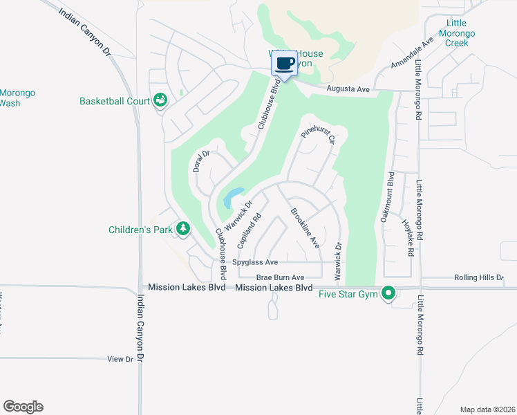 map of restaurants, bars, coffee shops, grocery stores, and more near 9491 Capiland Road in Desert Hot Springs