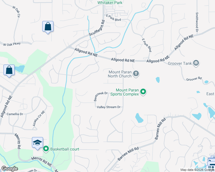 map of restaurants, bars, coffee shops, grocery stores, and more near 1510 Blackjack Drive in Marietta