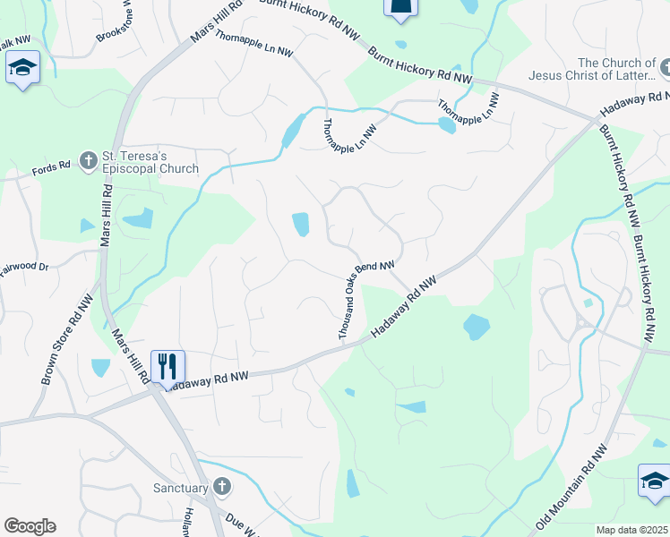 map of restaurants, bars, coffee shops, grocery stores, and more near 5258 Tallgrass Way in Kennesaw